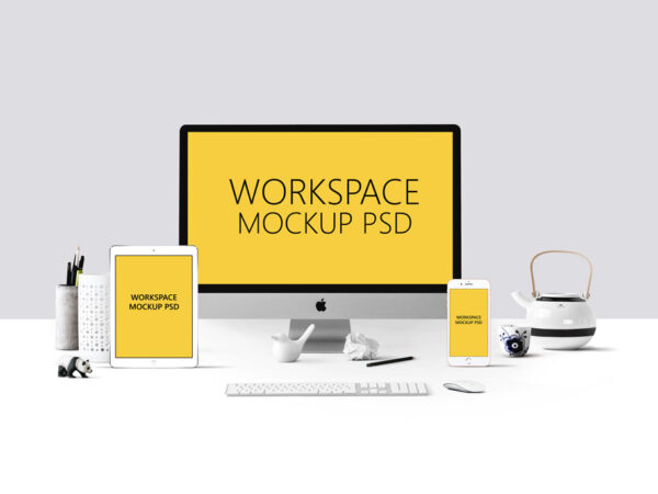 Workspace with Devices Mockup