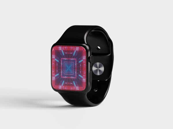 Black Apple Watch with Sport Band Mockup