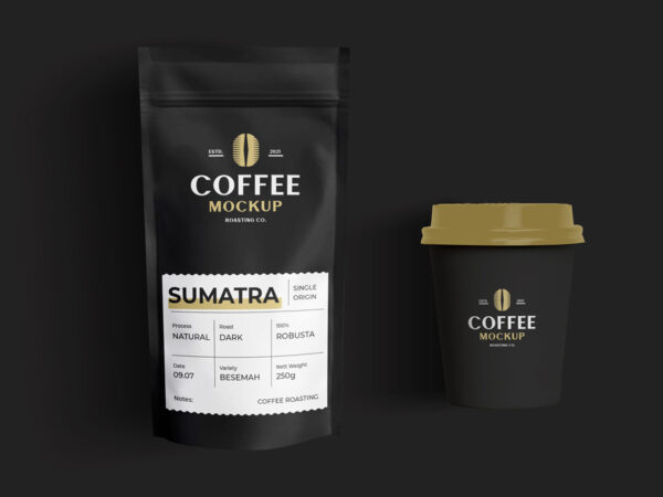 Coffee Bag and Cup to-go Mockup