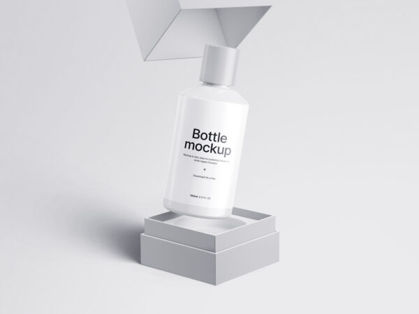 Cosmetic Bottle with Box Mockup