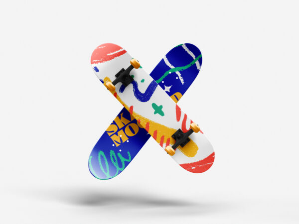 Floating Skateboards Mockup