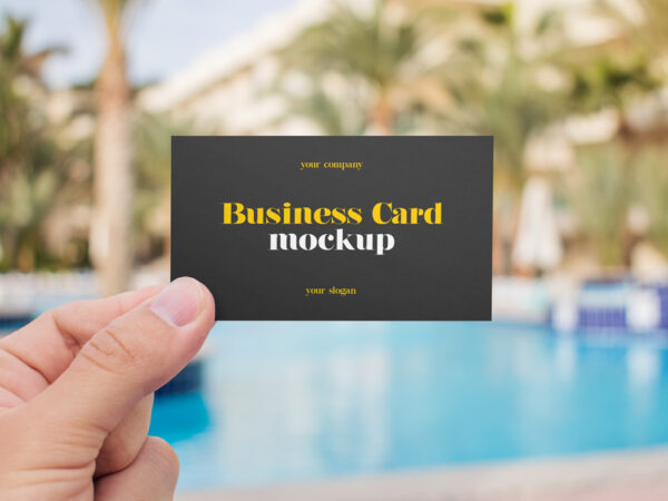 Hand holding Business Card Mockup Set