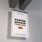 Poster hanging from Ceiling Mockup