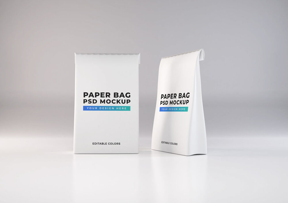 Two small Paper Bags Mockup