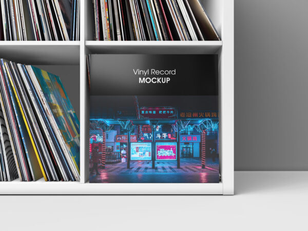 Vinyl Record in Cabinet Mockup